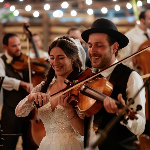 An energetic, high octane klezmer piece, showcasing the vibrant interplay between clarinet and accordion, set against a backdrop of dynamic percussion, evoking the lively atmosphere of traditional eastern european celebrations and festivals.