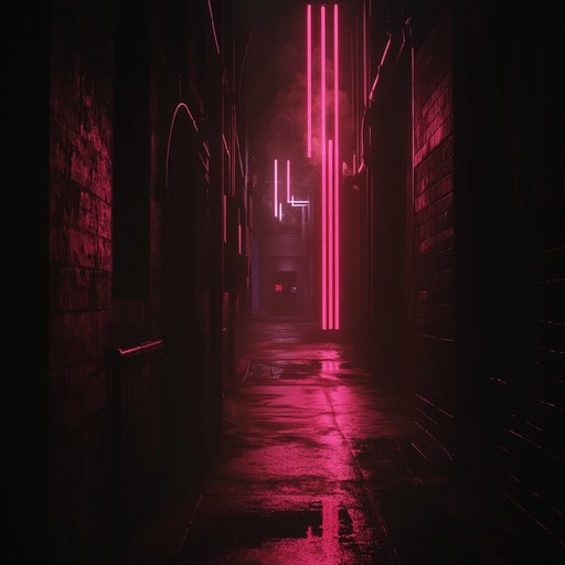 An intense and ominous synthpop instrumental featuring haunting melodies and driving basslines that evoke a sense of lurking danger in a neon lit cityscape.