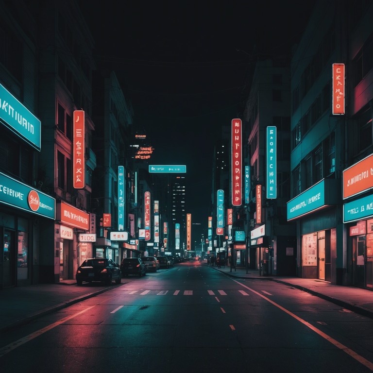 In this track, a fusion of pulsating rhythms and ethereal melodies mimics the mesmerizing glow of neon lights in a bustling nocturnal city, casting a spell of both wonder and alienation on those wandering through its luminescent streets. The song should evoke the feel of a transient journey through an urban dreamscape, filled with fleeting delights and surreal moments. The seamless blend of electronic elements sets a backdrop that feels both immediate and otherworldly.