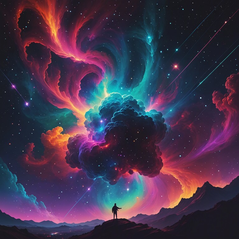 This track embarks on an exuberant journey through sparkling cosmic soundscapes, blending tribal rhythms with spacey, psychedelic overlays. A celestial adventure that lifts the spirit high into the nebula of jubilation and wonder, perfect for celebrating any grand milestone with an awe of the universe.