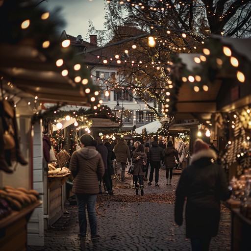 An upbeat composition featuring joyful sleigh bells dancing alongside energetic orchestral strings, encapsulating the merry spirit of the holiday season with a blend of traditional and contemporary sounds.