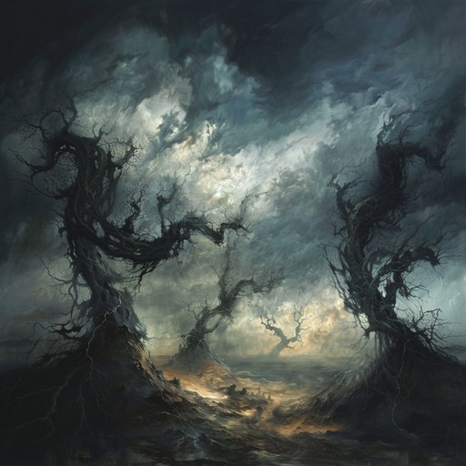 Dive into a world consumed by darkness and chaos. A relentless onslaught of brutal guitar riffs and pounding drums creates an atmosphere of abyssal shadows and ascending dread. The intensity is unyielding, transporting listeners to a realm where light is scarce and the air is thick with malevolent intent.