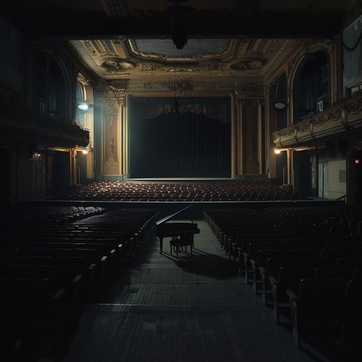 Picture an old theater, dimly lit and cloaked in shadows. A lone pianist conjures melodies steeped in nostalgia and longing. Haunting chords fill the air, painting a picture of a past brimming with unspoken stories and emotions. This dark cabaret piece resonates with the souls of those who listen, inviting them to journey through memories and shadows.