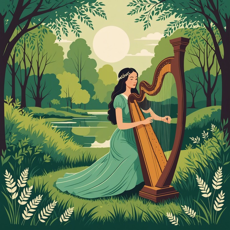 Echoes beneath branches enhances the listener's experience by creating an auditory environment where each note from the harp reverberates gently beneath the rustling of willow branches, inviting deep peace and contemplation.