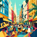 a fun mix of city sounds and samba beats