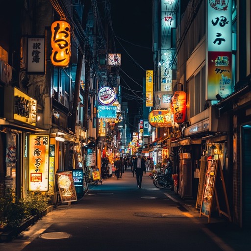 Dive into a chic instrumental j pop track that elegantly blends modern electronic sounds with traditional japanese influences, evoking the vibrant nightlife of tokyo's neon streets