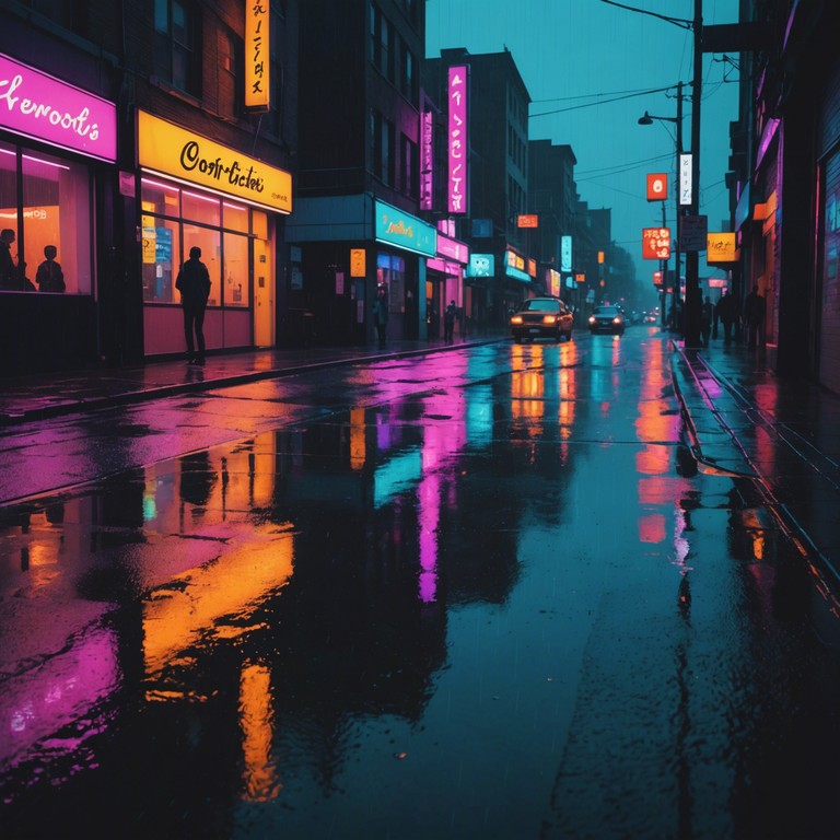 Imagine a serene soundscape that merges soothing, ambient sounds with the gentle hum of a futuristic city bathed in neon rain. The track incorporates modern electronic elements to create a setting that feels both calming and intriguingly otherworldalike. A perfect auditory escape that invites you to a tranquil stroll through rain soaked, neon lit streets.