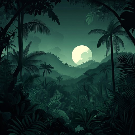 A chilling blend of eerie melodies and jungle rhythms creates an ominous yet vibrant atmosphere, evoking the feeling of being lost in a haunted rainforest.