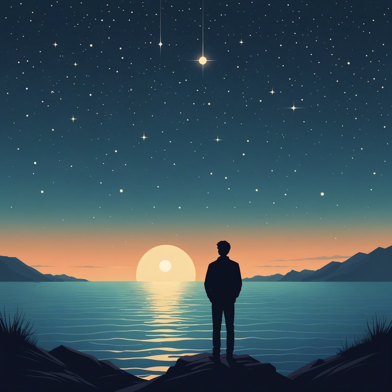 Transport yourself to a peaceful shoreline under the glow of the moon with gentle electric guitar melodies weaving through the sounds of the night. This track is perfect for moments of personal reflection or quiet evenings spent in solitude.