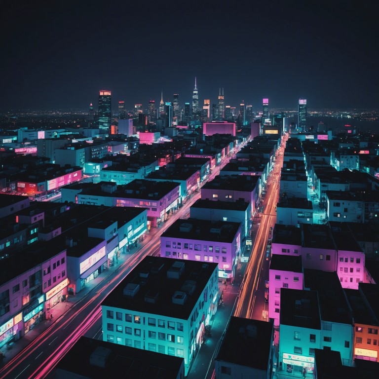 Imagine cruising through an endless urban landscape at night, where the shimmering neon signs reflect off the polished surfaces of quiet cars, and the only sound is the soft murmur of the city mixed with downtempo garage beats.