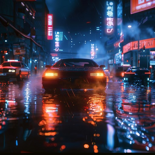 This piece embodies a high stakes chase through an 80s neon lit city. The pulsating synthesizer riffs drive the tension, emulating the feeling of a heart pounding pursuit through dark alleys and flashing billboards. Dramatic drum machines and layers of electronic textures accentuate the suspense, creating an immersive atmosphere that transports listeners to a retro futuristic world full of danger and excitement.