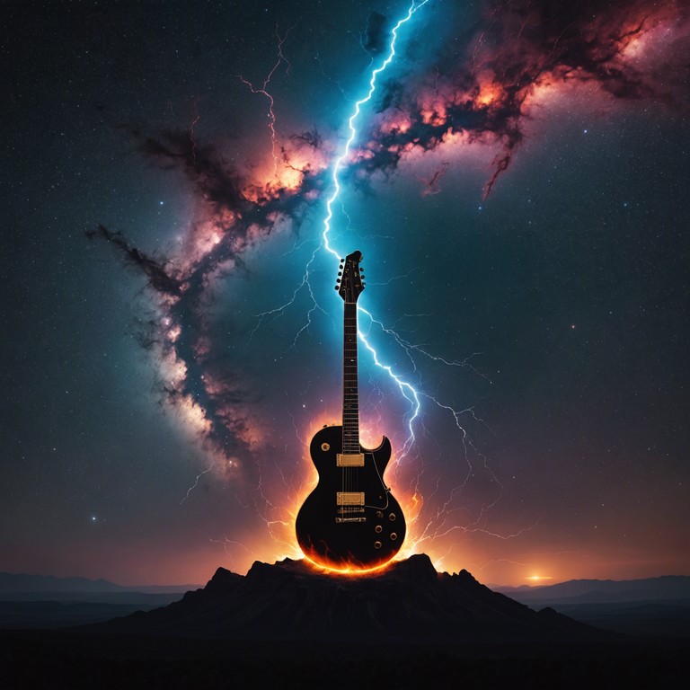 Immerse yourself in the sound of celestial wars and psychedelic landscapes where aggressive guitar riffs cut through ethereal synths, echoing the battle between comets and black holes in a nebula far from earthly bounds.