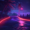 a pulsing, atmospheric synthwave track evoking a late night drive through the city