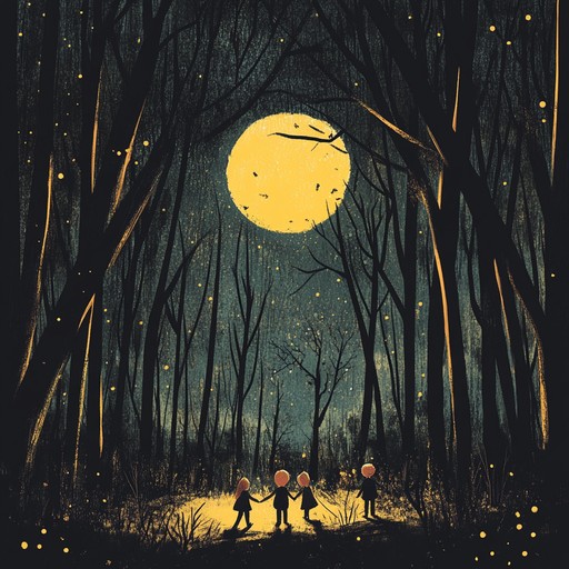 An instrumental piece capturing the excitement and mystery of a nighttime adventure through an enchanted forest, filled with dramatic twists and turns.