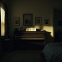 gloomy reflection in a lonely, dimly lit bedroom atmosphere