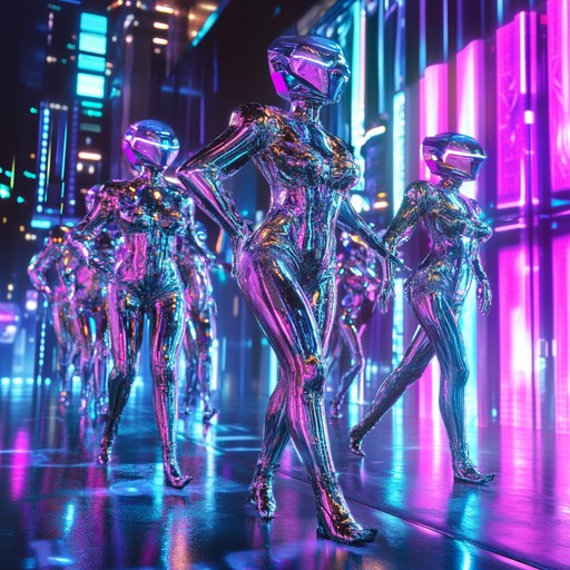 Step into a cybernetic cabaret, where futuristic sounds merge seamlessly with vintage delights, producing an enigmatic and glamorous musical experience.