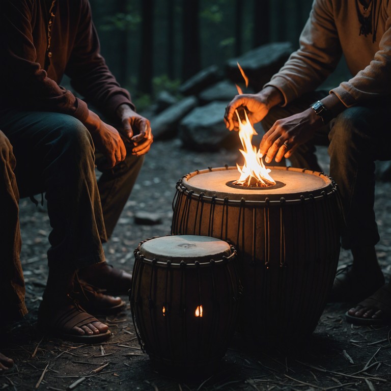 Focusing on a compelling and spirited musical expedition, 'echoes of the sands' unleashes the powers of tribal drums to lead an otherworldly tour beneath the stars. As each beat strikes, it paints a vivid picture of shadows dancing on the endless sandy plains, highlighting the relationship between man and nature in a primal, musical dialogue.