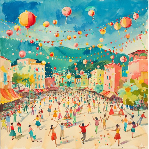 Immerse yourself in the energy of a sunny carnival parade, featuring dynamic marimba rhythms that spark joy and hope, perfect for celebrating bright moments.