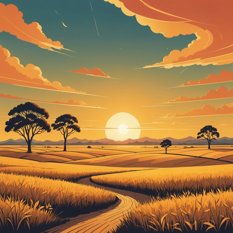 Expansive and cinematic track that evokes images of wide open american landscapes, carrying listeners on a journey through golden prairies under vast, storied skies. The piece combines rich, sentimental melodies with a feeling of discovery and destiny tied deeply to the spiritual and physical expanse of america's heartland.