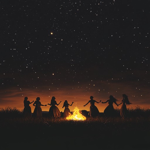 An instrumental piece that combines traditional tribal percussion with uplifting melodies, evoking a sense of community and the joyous spirit of gathering around the fire under the stars.