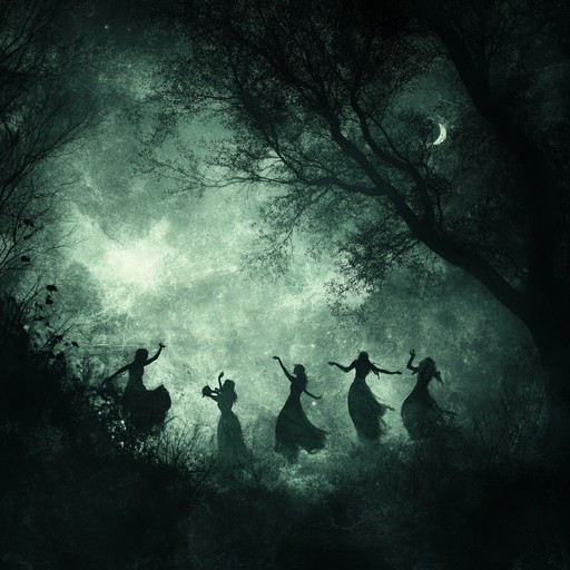 An eerie blend of traditional folk elements with a sinister rock vibe, 'dark woodland spirits dance' evokes the image of shadowy figures performing ancient rites deep within a haunted forest. The acoustic guitar drives the melody, with haunting harmonies and chilling percussion enhancing the dark ambiance.