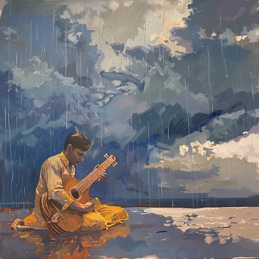 A nostalgic hindustani raga that conveys the profound emotions of yearning and longing experienced during the monsoon, with the sitar's melodious strings echoing the patter of raindrops and evoking a deep, soulful melancholy.