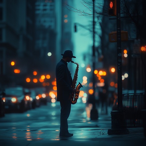 A soulful song capturing the essence of longing amidst urban solitude, featuring the gentle sound of a saxophone. The delicate, reflective melody meanders through the nighttime cityscape, invoking both a sense of nostalgia and yearning for what once was. The tranquil backdrop of quiet streets, occasional sounds of passing cars, and distant city noises create a poignant, atmospheric piece that resonates with listeners.