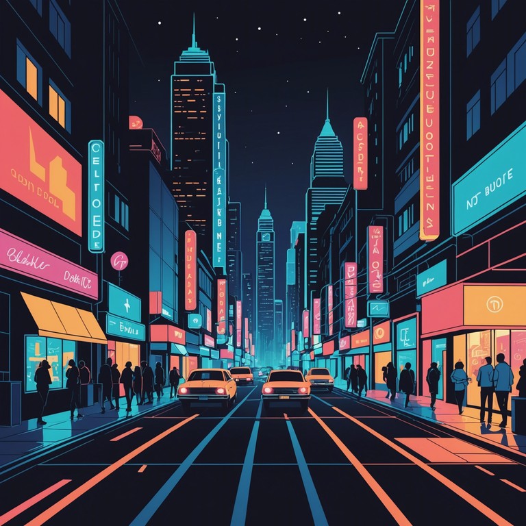 In this track, the glow of neon lights is translated into sound with a mixture of urban beats and shimmering synth textures, evoking the feel of walking through a bustling city late at night. The song blends elements of modern city life with a touch of high fashion glam, capturing the essence of a vibrant nightlife.