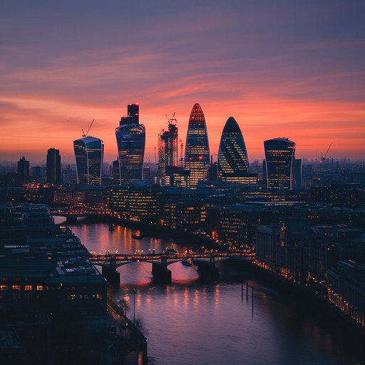 A cheerful uk garage piece blending rhythmic beats and upbeat melodies evoking the city's awakening