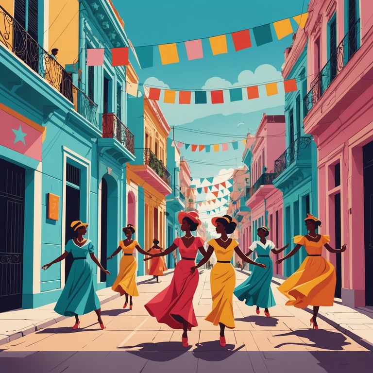 This track features a lively blend of traditional afro cuban percussion that invokes the spirit of a sunny day walking through the vibrant streets of havana. The music is designed to make listeners feel as though they are part of a festive street parade, celebrating with locals under the clear blue sky.