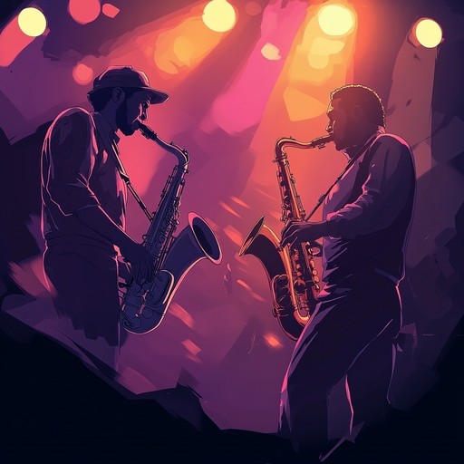 A fierce instrumental piece where furious saxophones clash in an angry musical duel, backed by pounding drums and fiery piano riffs, creating a tense and electrifying jazz atmosphere that oozes raw emotion.