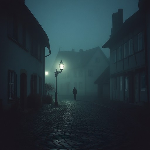 An eerie, atmospheric composition featuring a solitary piano and distant echoes, weaving a tapestry of melancholy and mystery, evoking the feeling of wandering through an abandoned, fog shrouded town at night