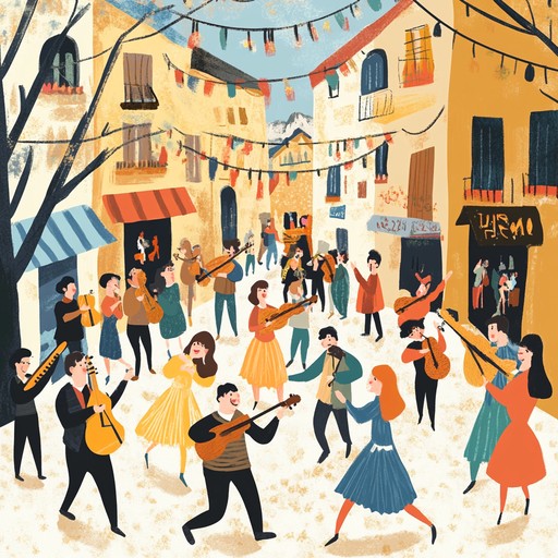 Experience a joyful klezmer party with traditional jewish melodies and danceable rhythms, creating an enjoyable and upbeat atmosphere for celebrations.