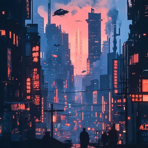 An electrifying cyberpunk track that combines eerie synth pads with driving beats and arpeggiated melodies, evoking suspense and intrigue in a futuristic dystopian metropolis.