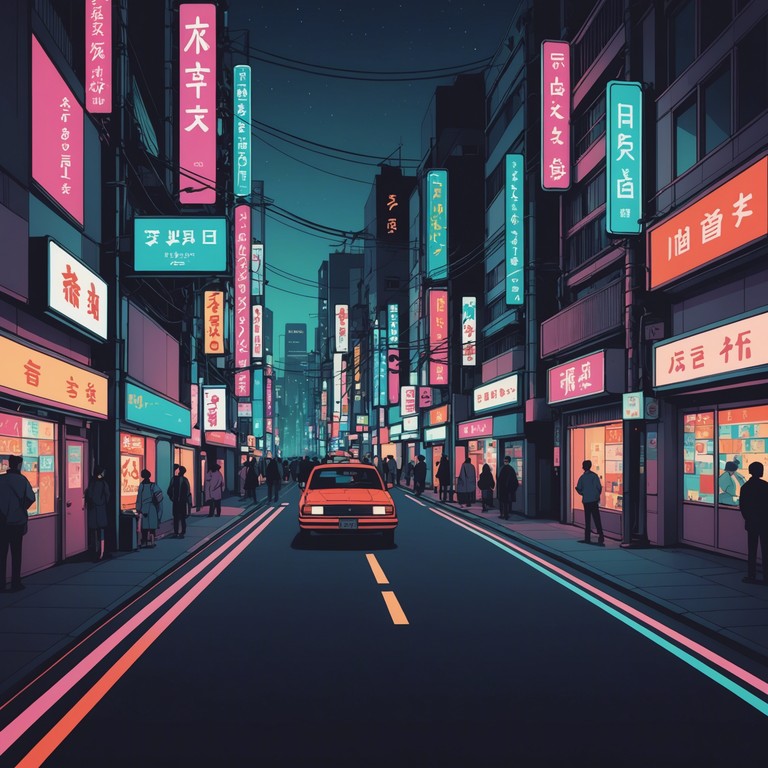 This track captures a journey through tokyo's vibrant and bustling streets, characterized by a soulful melody overlaid with urban beats, embodying the energy and emotions of animated city life under the moonlight. The music builds a bridge between serene reflections and the rhythmic heartbeat of the city, perfect for an anime soundtrack.