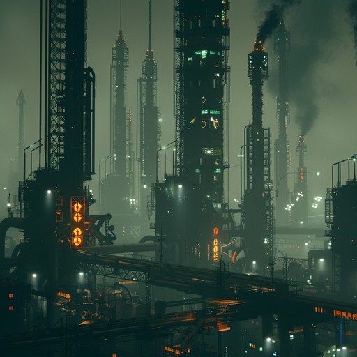 The composition features powerful, dark basslines intertwined with eerie ambient layers and haunting synths, evoking an atmosphere of a dystopian future world. Industrial influences are evident, and the dynamic rhythm keeps listeners on edge, creating a captivating yet unsettling experience.