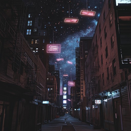 An instrumental piece that merges the hustle of city life with the vastness of outer space through ethereal synthesizer tones and ambient textures, creating a surreal journey that transcends the ordinary.