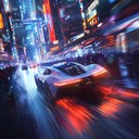 fast paced pursuit in a glowing futuristic urban environment