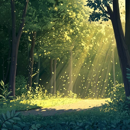 A gentle composition that immerses listeners in the tranquillity of a sunlit woodland, capturing the essence of a peaceful breeze through delicate piano melodies.