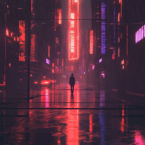 A haunting instrumental track blending futuristic synths with sadcore elements, evoking feelings of isolation and longing in a cold, dystopian world illuminated by neon lights.