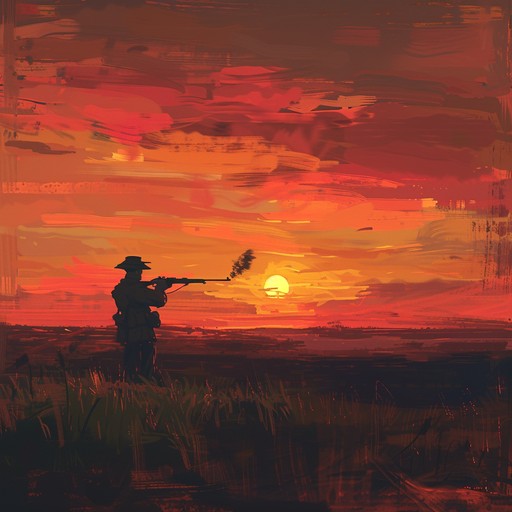 Picture a serene evening on a battlefield after the day's turmoil, where the remaining soldiers find a moment of peace. The gentle sounds of a lone bugle echo through the silent hills, encapsulating both the haunting memories of the conflict and the calm of the present. An underlying orchestral arrangement subtly swells and recedes, creating a meditative backdrop. The music evokes a deep sense of reflection and tranquility, perfect for moments of introspection and remembrance.