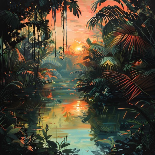 Dive into a serene soundscape where lush, tropical rhythms blend seamlessly with tranquil melodies, evoking the allure of a hidden jungle oasis at sunset. Ideal for relaxation and escapism, this track conjures images of balmy evenings and slow moving waters.