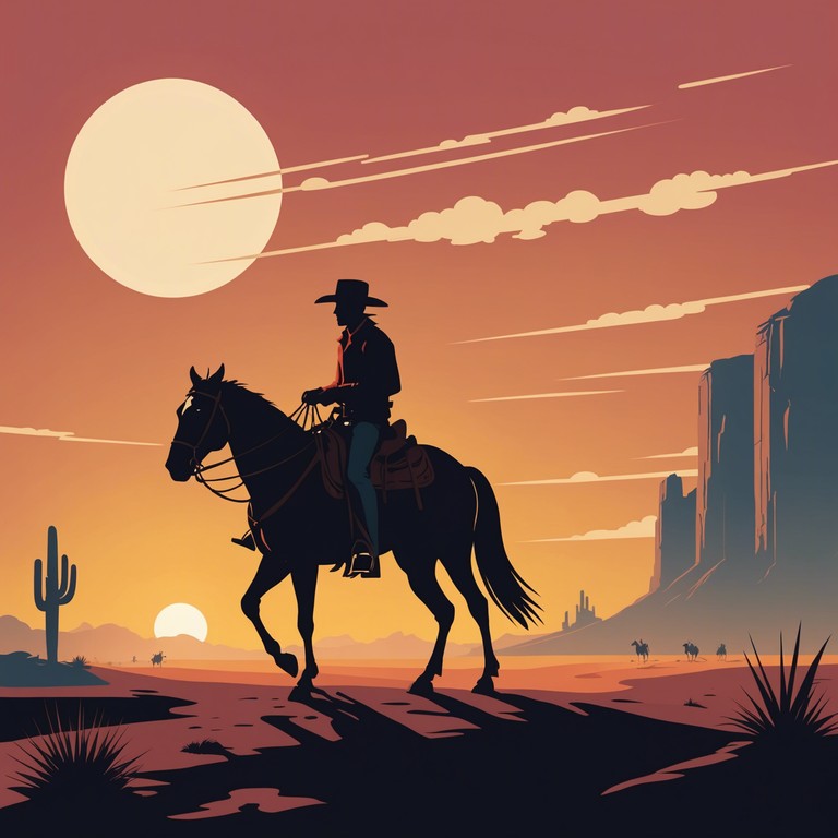 This track embodies the tense atmosphere of a western standoff, featuring a slow building intensity that culminates in a dramatic crescendo, perfectly capturing the essence of a classic western duel under the scorching sun.