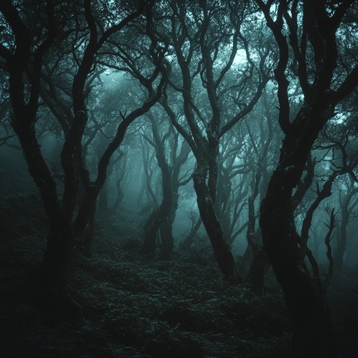 An ominous, eerie melody that captures the essence of an unsettling forest filled with ancient secrets, combining haunting dulcimer strums with ethereal, shadow like synth harmonies.