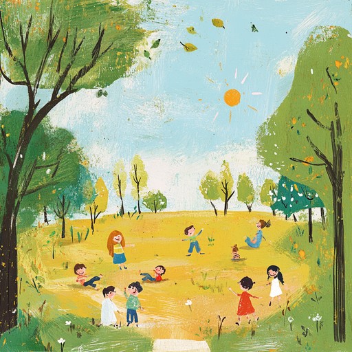 A serene and charming instrumental designed to reflect the innocent and carefree activities of children outdoors. The gentle strumming of the acoustic guitar along with a smooth melody envelops listeners with a warm sense of happiness and calm, perfect for children's content or peaceful background music