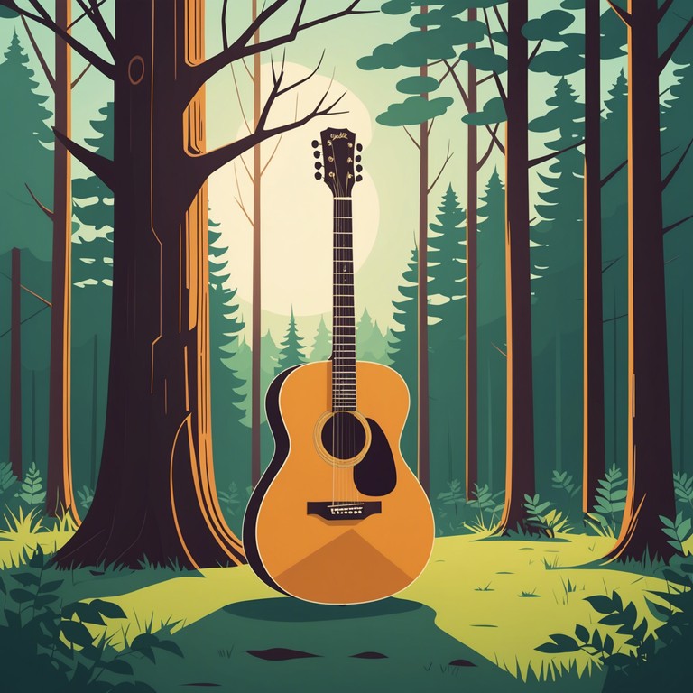 This instrumental piece combines the subtle strums of an acoustic guitar with ambient forest sounds, invoking a serene journey through nature. The echoes of distant bird calls and rustling leaves interweave with gentle guitar melodies to create a peaceful, reflective soundscape perfect for relaxation and meditation.