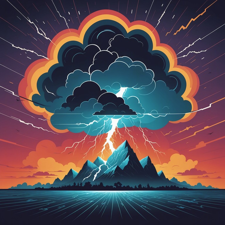 Similar in mood and composition to 'raging thunder strike', this version focuses more on the electrifying elements of guitar riffs intertwined with synth, to boost the perception of an echo resonating from the heart of a storm.