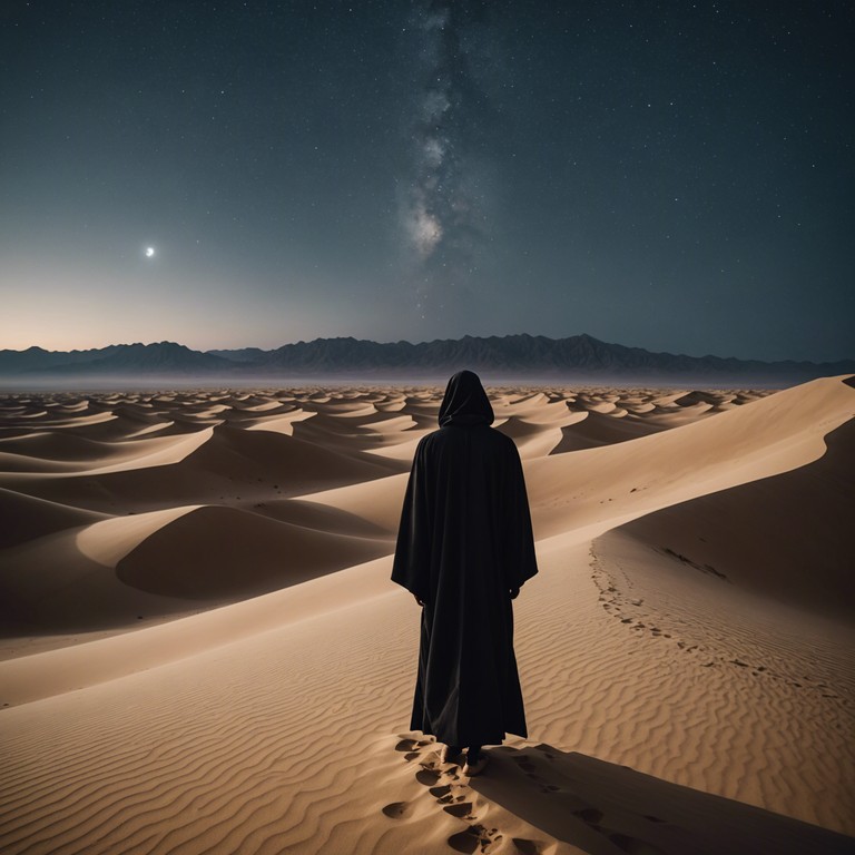 Setting a backdrop for a mysterious voyage through moonlit dunes, this track uses the evocative tone of the duduk complemented by low, resonant synths that suggest danger lurking in every shadow. Ideal for scenes depicting covert operations or ancient secrets uncovered in the cold desert night.