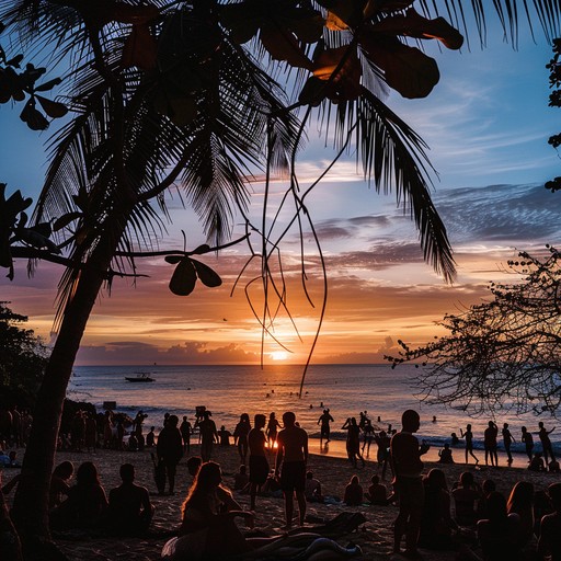 Experience the soothing fusion of dance rhythms and sunset views, capturing the essence of a peaceful beachside evening.