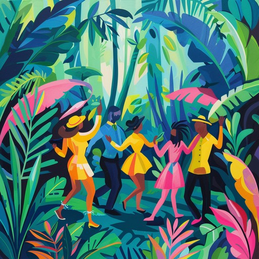 This track features upbeat cumbia rhythms merged with the vibrant sounds of the jungle, creating an ecstatic atmosphere perfect for celebration and dance. Infectious percussions, lively beats, and tropical melodies bring joy and energy.